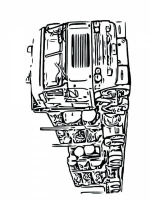 Раскраска Лесовоз черно белая