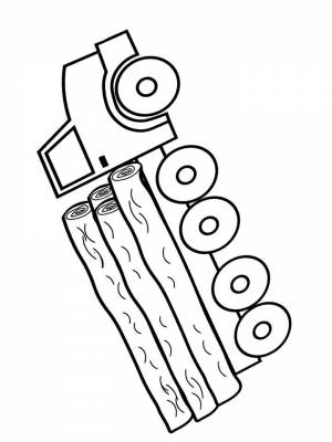 Раскраска Лесовоз черно белая онлайн