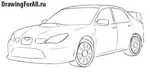 Как нарисовать Субару карандашом поэтапно