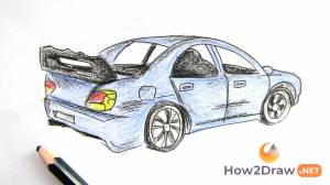 Как нарисовать Субару Импреза карандашом