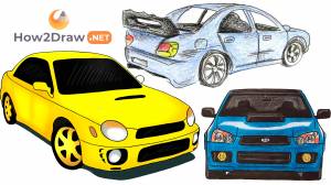 Как нарисовать Субару Импреза карандашом