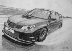 Subaru Impreza STi RB 320 Pencil Drawing