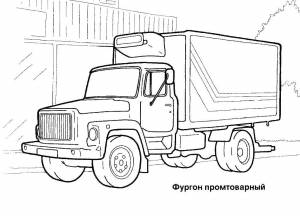 Раскраски фургон, Раскраска Промтоварный фургон раскраски