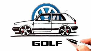 How to draw Volkswagen Golf MK2