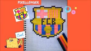 FCB логотип Как рисовать по клеткам футбольный клуб Барселона Простые рисунки How to Draw Pixel Art
