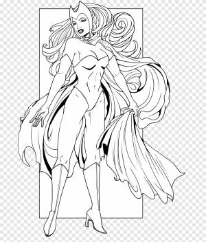 Wanda Maximoff Line art Черно-белая книжка-раскраска Quicksilver, другие, Разное, Marvel Avengers Assemble png