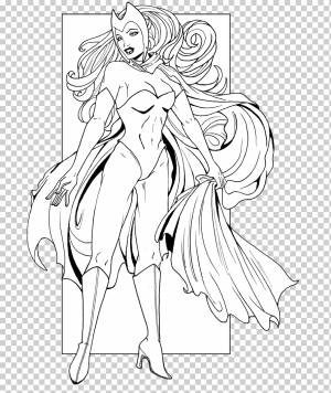 Wanda Maximoff Line art Черно-белая книжка-раскраска Quicksilver, другие, Разное, Marvel Avengers Assemble, белый png