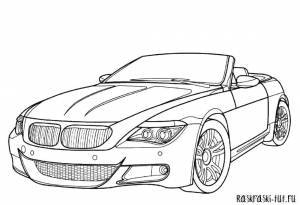 Раскраски бмв, Раскраска Кабриолет бмв машины