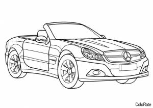 Раскраска Кабриолет Мерседес