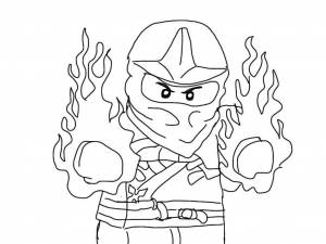 Раскраски Раскраска Лего ниндзя с огнем Лего