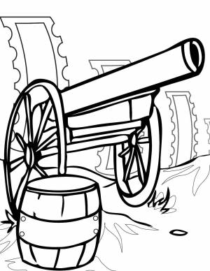 Раскраски Раскраска Средневековая пушка оружие