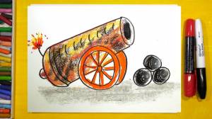 Как нарисовать Пушку, Урок рисования для детей от 3 лет