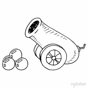 Пушка с пушечными ядрами