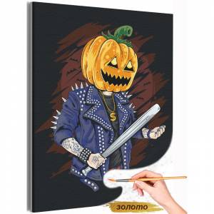 AAAA-C1003 Тыква бандит Хэллоуин Happy Halloween Праздник Раскраска картина по номерам на холсте недорого