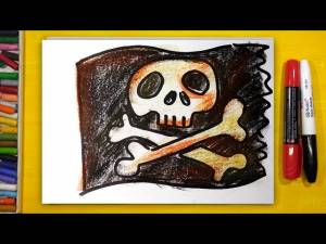 Как нарисовать ПИРАТСКИЙ ФЛАГ, Урок рисования для детей от 3 лет