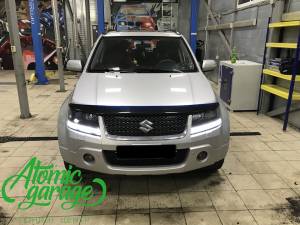 Suzuki Grand Vitara, замена штатных линз, покраска фар, установка ДХО