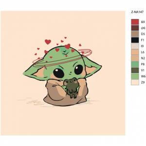 Малыш Йода с сердечками Раскраска картина по номерам на холсте Z-NA147