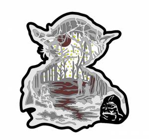 Раскраска для детей Йода Звёздные Войны, векторный макет для лазерной резки и шаблоны для печати