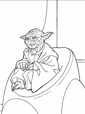 Раскраска Йода картинка на листе  онлайн
