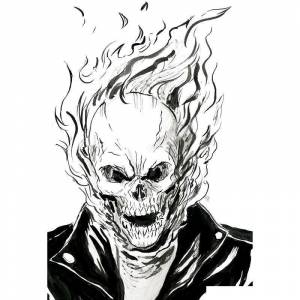 Раскраска огненный череп призрачного гонщика