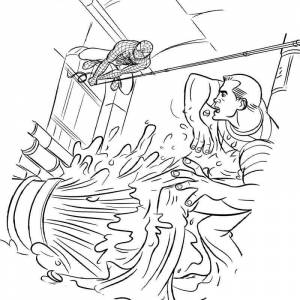 Раскраска песочный человек убегает от человека паука