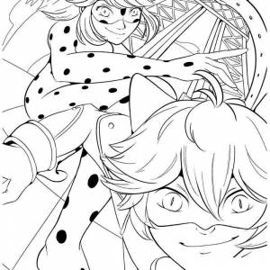 Раскраска Крутые Леди Баг и супер кот