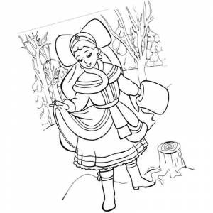 Раскраска падчерица во всем новом по сказке 12 месяцев