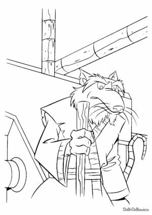 Раскраска Сплинтер с палкой