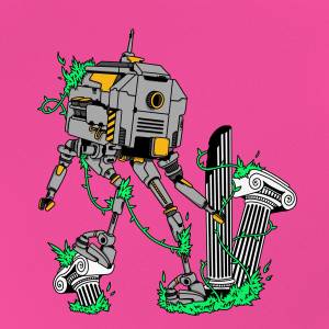 Серия иллюстраций кислотных роботов по референсам из LEGO