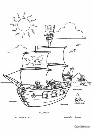 Раскраска Пиратский корабль