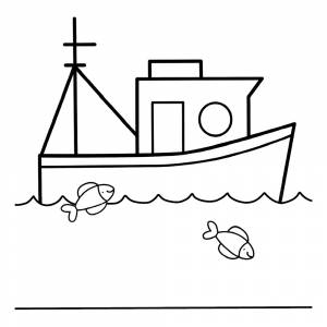 Раскраска Корабль плывёт в синем море