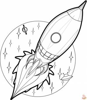Раскраски космический корабль взлетают с GBcoloring
