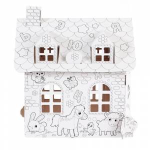 Картонный конструктор ZABIAKA Набор для творчества Домик, раскраска- конструктор из картона