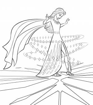 Раскраска Эльза на зачарованном полу