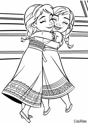 Раскраска Эльза и Анна в детстве