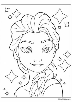Раскраска Эльза из Холодного сердца и звезды