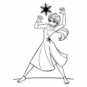 Раскраска Эльза и снежинка