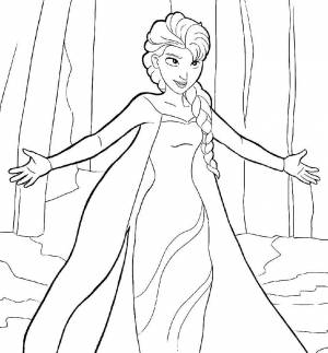Раскраски холодное, Раскраска Эльза из мультфильма холодное сердце Диснеевские мультфильмы