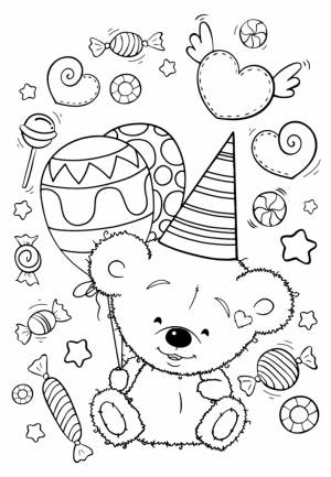 Мишка с шарами на празднике