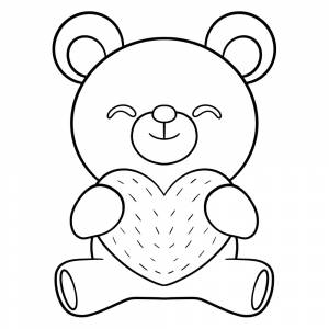 Раскраска Мишка обнимает сердечко
