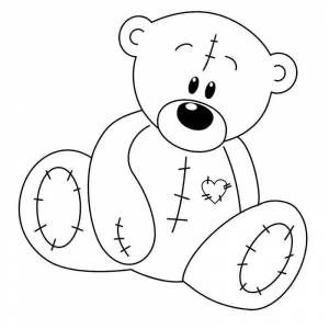Раскраска мишка тедди с маленьким сердечком