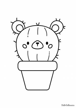 Раскраска Милый кактус мишка