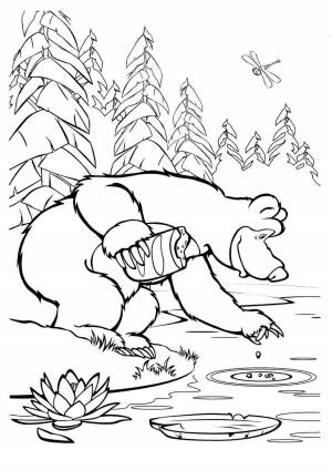 Раскраски, Мишка на реке