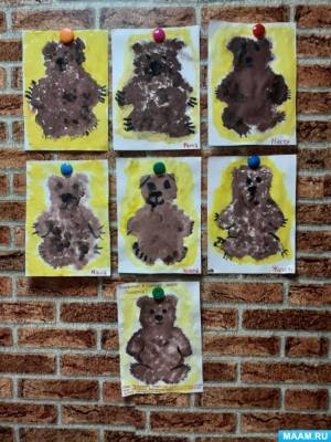 Конспект ООД по рисованию методом «тычка» в средней группе «Мишка косолапый»