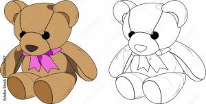 плюшевый мишка, детская раскраска Stock Vector