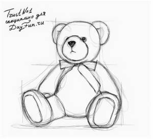 Плюшевый мишка рисунок для срисовки