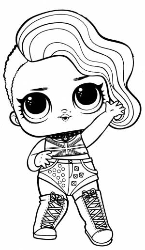 Раскраска ЛОЛ с синими волосами