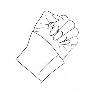 Женская рука с длинными ногтями часть тела маникюр каракули линейная мультяшная раскраска