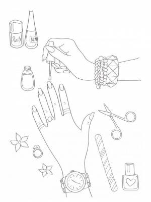 Раскраска Маникюр  листе  для детей