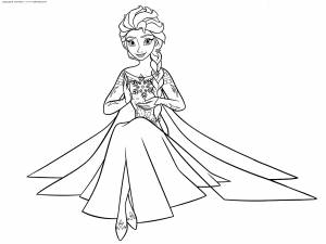 Раскраска Эльза со снежинкой